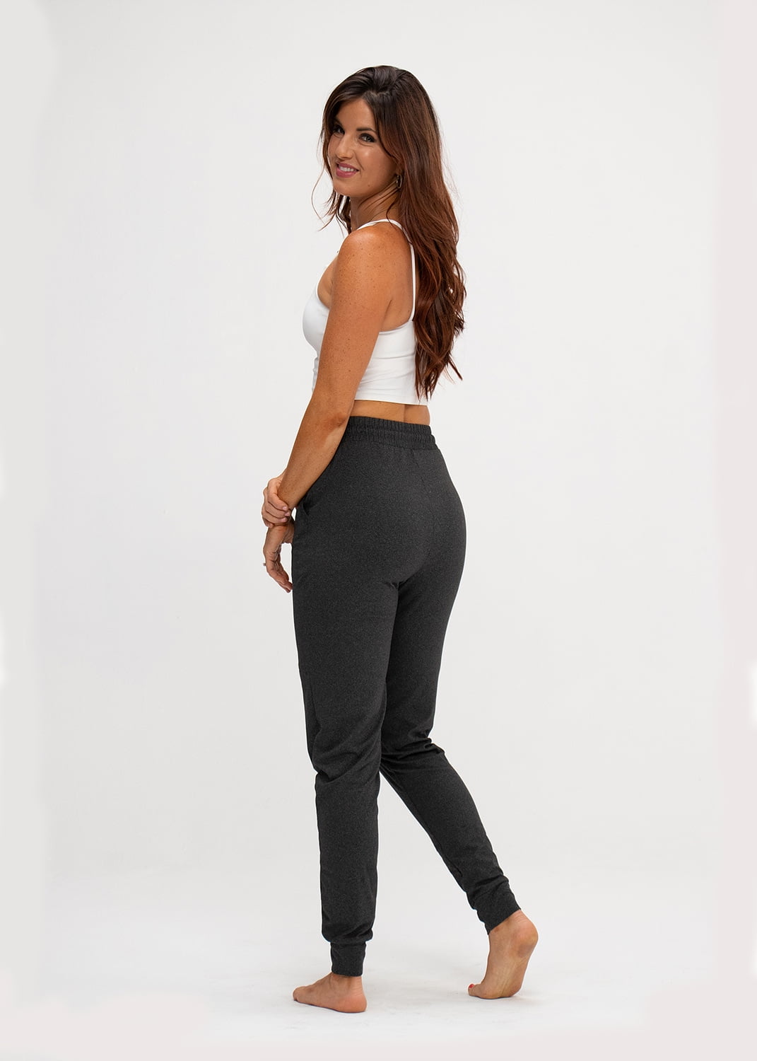 2 Pack Women's Yoga Jogger Pants with Side Pocket Sweatpants (X-Large, Heather Dk.Charcoal/Olive) - image 4