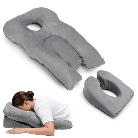 Face Down Pillow Soft Memory Foam Stomach Sleeping Pillow With Adjustable Airflow Removable Cover For Massage Nap