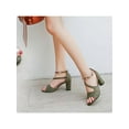 thumbnail image 4 of Frontwalk Ladies Heeled Sandals Chunky Heel Dress Sandal Block High Heels Party Fashion Pumps Women Buckle Strap ArmyGreen 5, 4 of 4