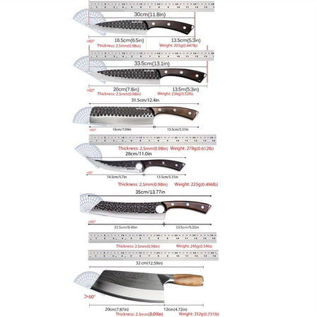 Professional Forged Stainless Steel Chef Knife Set, 8PCS with Wooden Magnetic Block & Sharpener