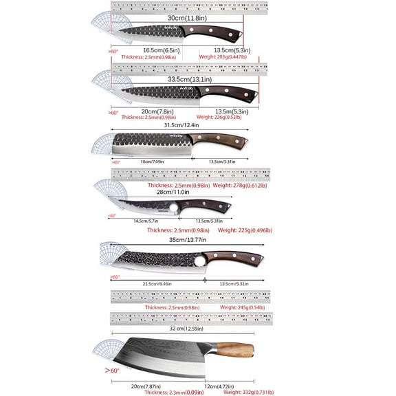 Professional Forged Stainless Steel Chef Knife Set, 8PCS with Wooden Magnetic Block & Sharpener