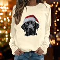 thumbnail image 2 of Fiaer Women Christmas Sweatshirts Plus Size Baggy Xmas Tops Dog Printed Fashion Long Sleeve Crew Neck Comfy Holiday Pullover Beige XL, 2 of 4