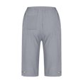 thumbnail image 5 of HKYNLAG Linen Bermuda Shorts for Women Knee Length Lightweight Capri Pants Summer High Waisted Cotton Shorts with Pockets Gray 2XL, 5 of 5