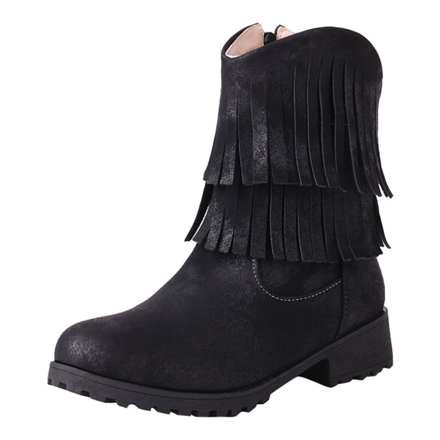 Daznico Womens Booties,Women Ankle Boots Fashionable Pattern Tassel Decoration Round Toe Low Heel Comfortable Autumn and Winter Zipper Shoes,Womens Chelsea Boots,Size 8.5