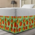 thumbnail image 1 of Peach Bed Skirt, Botanical Organic Garden Delicacies Mellow Orange Nectarines with Leaves, Elastic Bedskirt Dust Ruffle Wrap Around for Bedding Decor, 4 Sizes, Green Orange Vermilion, by Ambesonne, 1 of 2