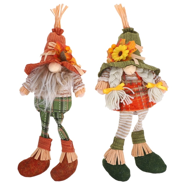2 figuras de gnomos pequeños: gnomos de Acción de Gracias - Decoraciones otoñales únicas para centros de mesa y el Festival de la Cosecha