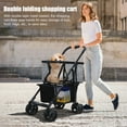thumbnail image 6 of Fogcroll Shopping Cart Collapsible Utility Trolley Cart Detachable Carry Bag with Wheels Stroller Foldable Personal Shopping Cart, 6 of 12