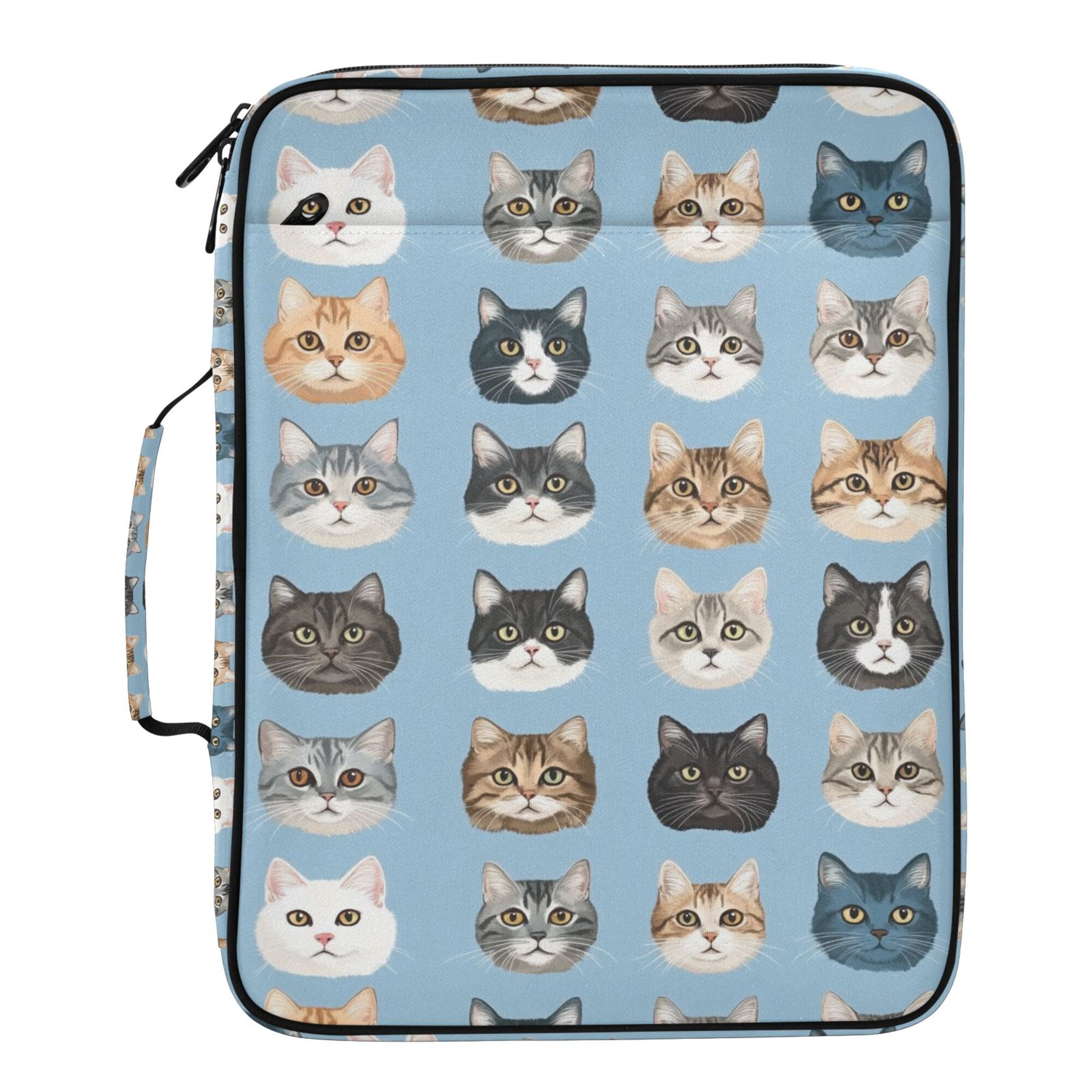 FORMRS Accordion File Folder A4 Size 7-Pocket Expanding Document Organizer Bag with 3 Ring Binder, Vibrant Cute Cat