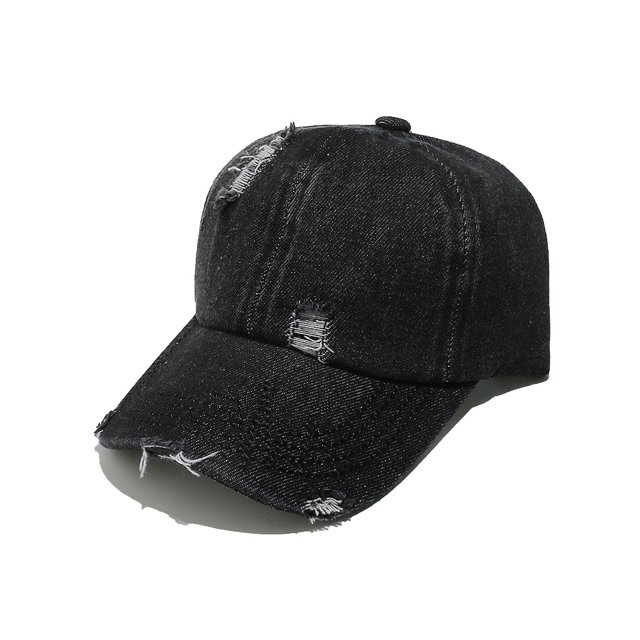Gorra de béisbol unisex de mezclilla de algodón lavado desgastado y rasgado
