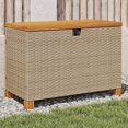 thumbnail image 1 of vidaXL Garden Storage Box Beige 80x40x48 cm Poly Rattan Acacia Wood, 1 of 5