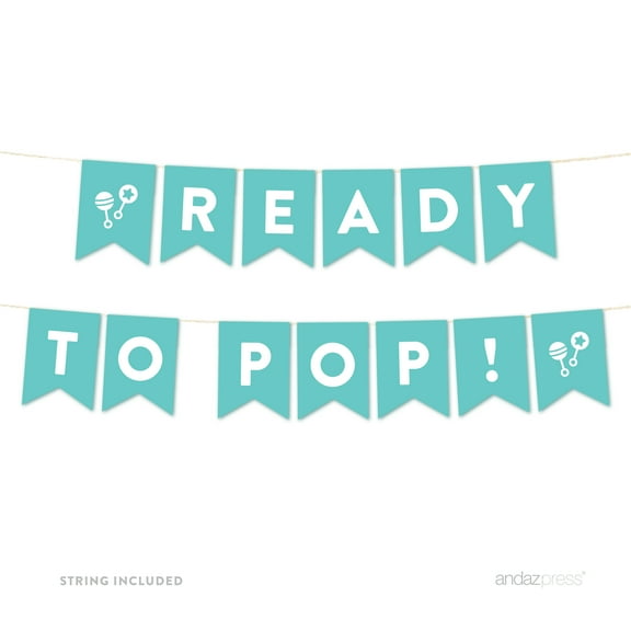 Diamond Blue Ready to Pop Baby Shower Pennant Banner Garland