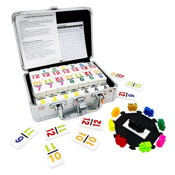 Mexican Train Dominoes JOYOUSLIFE Double 12 con funda de aluminio