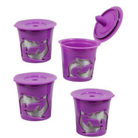 Chok K-Cup Compatible Reusable Refillable Coffee Filter Pod 4 Pack Dolphin Pods