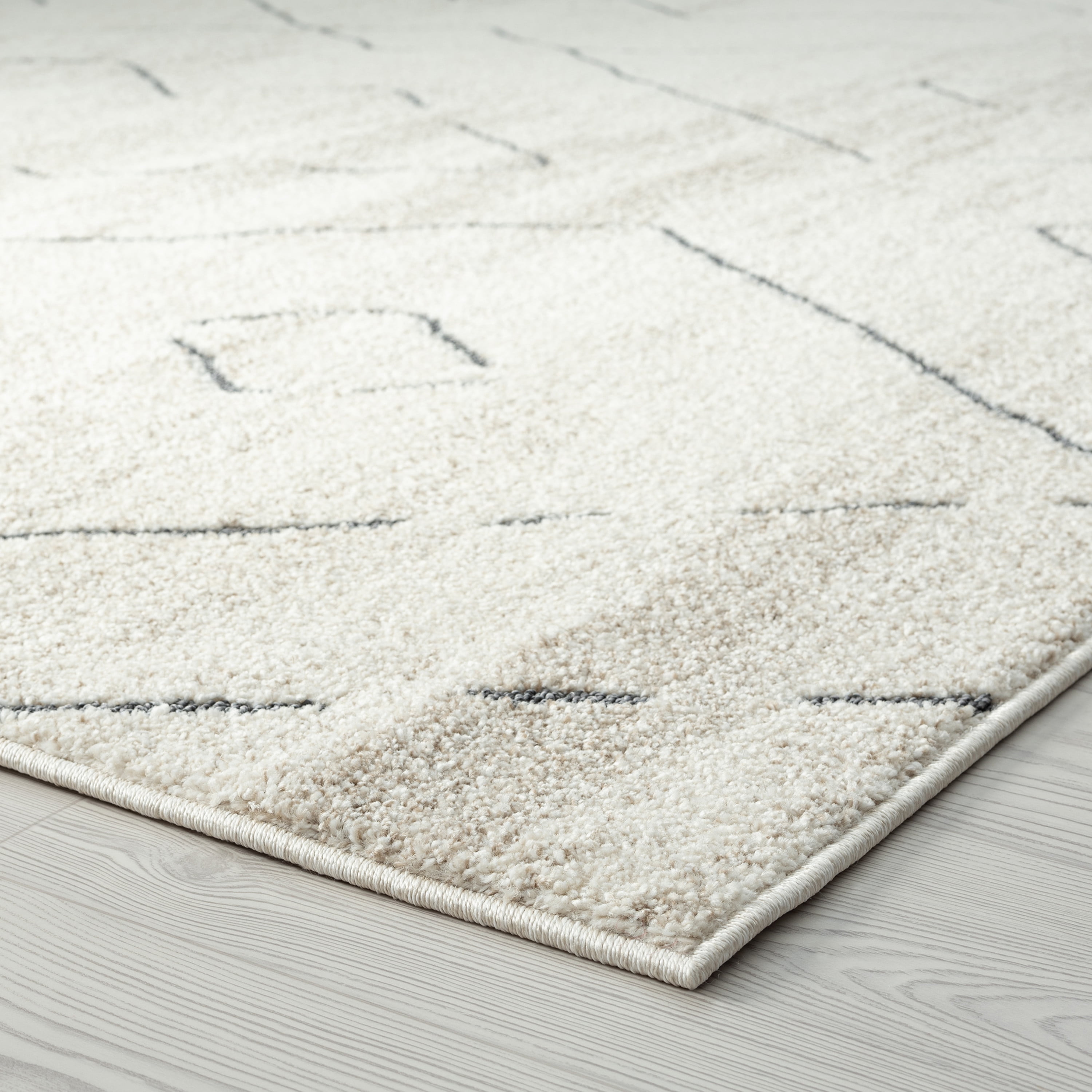Contemporary 9x12 Area Rug (8'10'' x 12'2'') Geometric Cream, Gray Living Room Easy to Clean