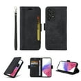 thumbnail image 1 of for Samsung Galaxy A53 5G Flip Case, Slide Card Pocket Premium PU Leather Folio Flip with Design Card Slots Wrist Strap Shockproof Kickstand Magnetic Protective Cover for Samsung A53 5G, Black, 1 of 15