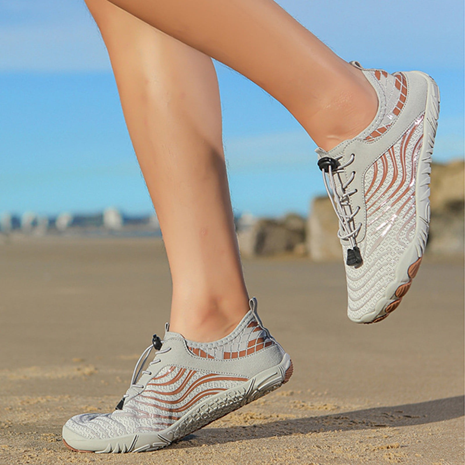 Win s Way Women's Barefoot Water Shoes, Minimalist Toe Sock Mesh Sneakers for Hiking & Fitness