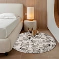 thumbnail image 3 of Round Area Rugs Collection 6 Ft, Vintage Rooster Farmhouse Non-Slip Residential Carpet, Grey Wooden Farm Animals Striped Indoor Crawling Mats Runner Rugs for Living Room/Dining Room/Bedroom, 3 of 9