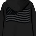 thumbnail image 4 of Dark Toned Wavy American Flag Adult Black Long Sleeve Zip-Up Hoodie
-XXL, 4 of 5
