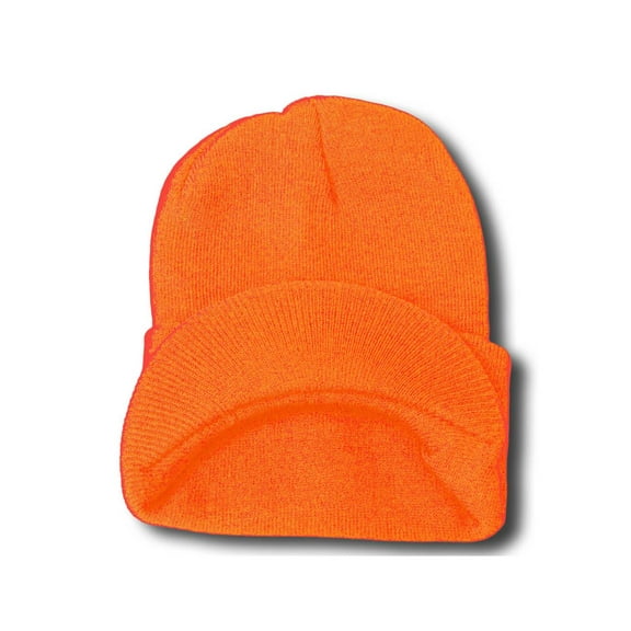 Top Headwear Cuff Visor Winter Beanie - Orange