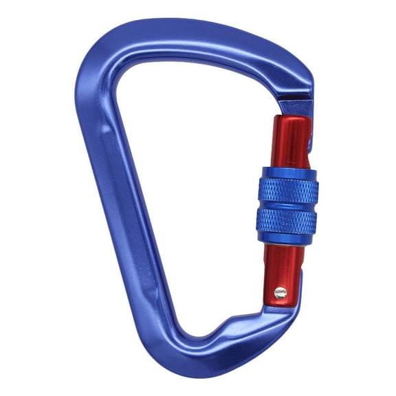 25KN Locking Climbing Carabiner, Heavy Duty Large Carabiner Clip for Rock Climbing, Rappelling, Hunting, and Rescue Gear-Blue