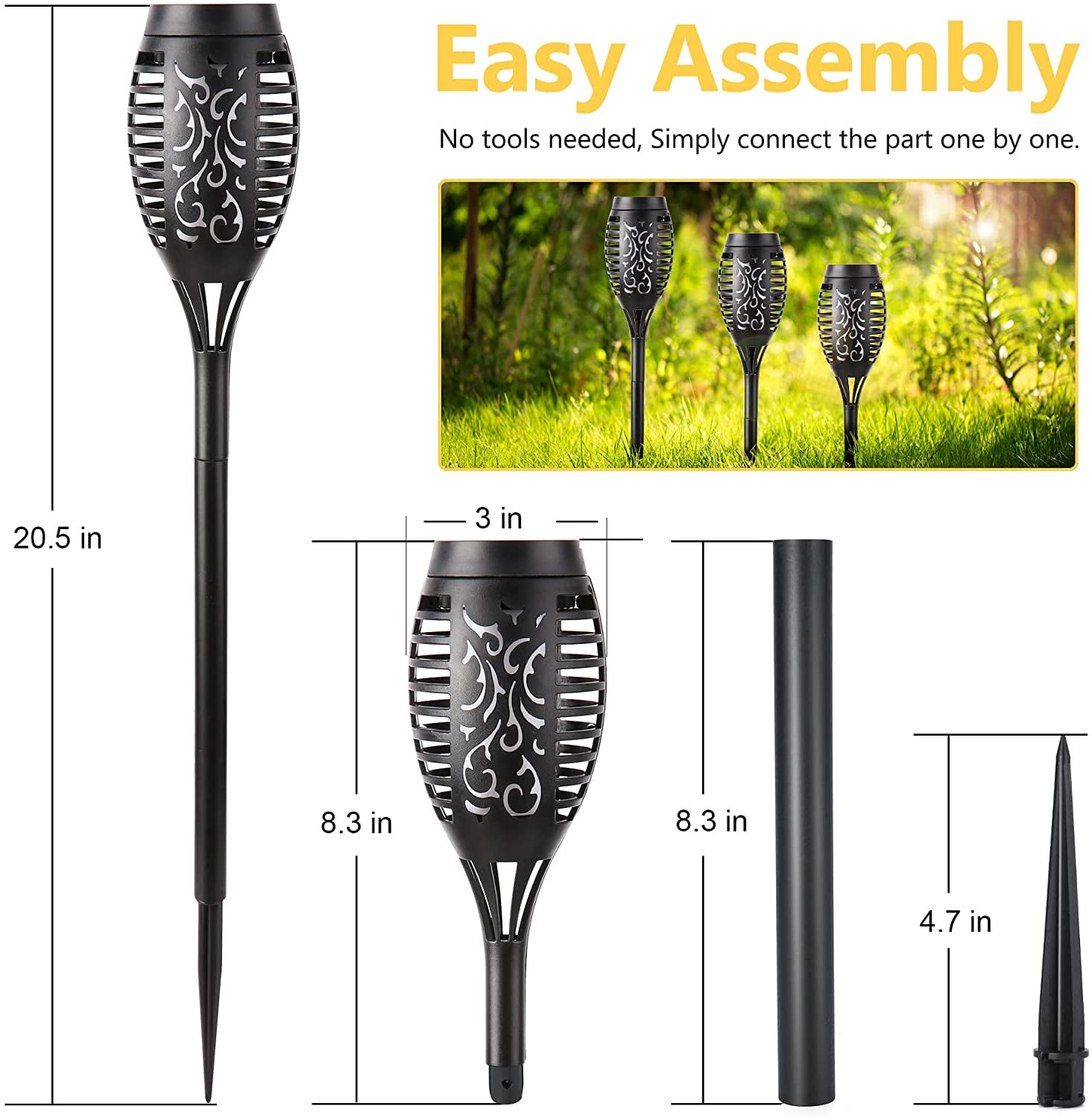 Toodour Outdoor Solar Lights, 12 Pack LED Solar Torch Lights with Flickering Flame, Waterproof Lighting Decoration for Patio Garden Yard Pathway Landscape