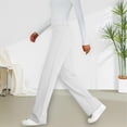 thumbnail image 6 of Womens Casual Work Dress Pants Wide Leg Yoga Pants Lounge Slacks Trousers High Waist Comfy Loose Trousers with Pockets White, 6 of 8