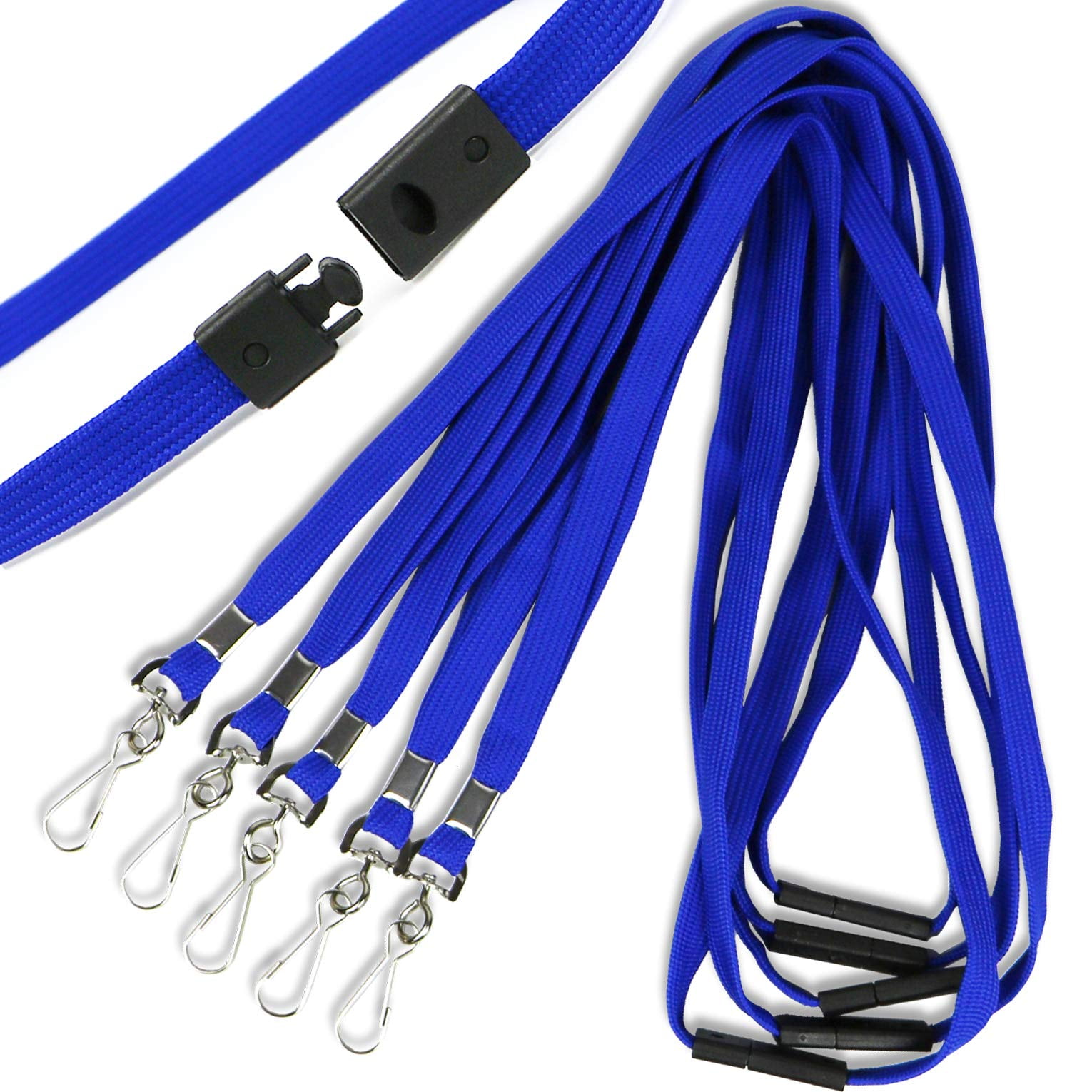 25 Pack Breakaway Lanyard With J-hook Bulk Flat Lanyards For Name Tag Id Badges (blue  25 Pack)