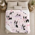 thumbnail image 5 of Playful Boston Terrier Puppy Pattern Pastel Flowers Bows, Playful Pet Portrait Pattern, Warm Flannel Blanket for Living Room and Bedroom, Dog Lovers Just Because Gift, Pet Lover Home Decor, 5 of 9