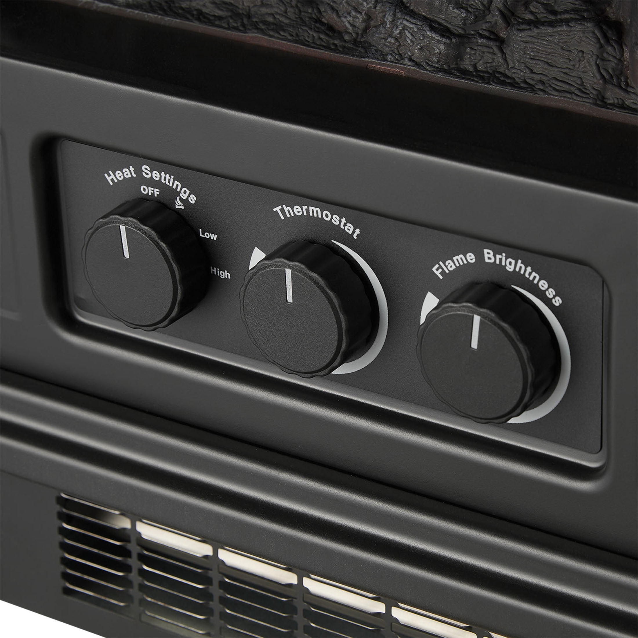 Mainstays 3D Metal Stove with 3 Sided View Black with Tip Over Function