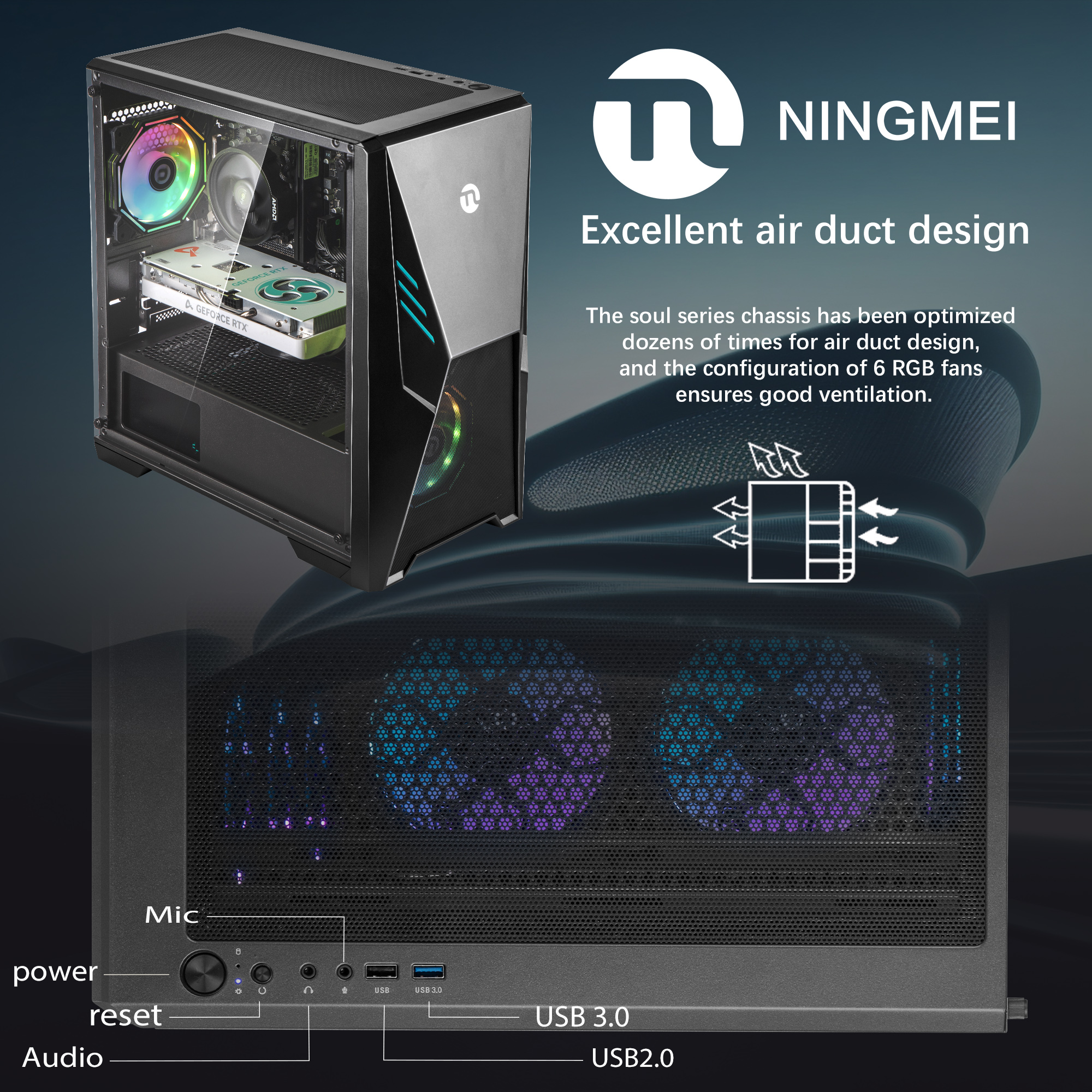 Ningmei Gaming PC AMD Ryzen 5 5500 16GB DDR4 1TB SSD AMD Radeon RX 