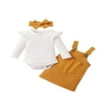 thumbnail image 1 of Newborn Baby Girl Fall Clothes Ruffle Long Sleeve Ribbed Romper Pocket Suspender Skirts Infant Overalls Dress Pink 0-3 Months, 1 of 9