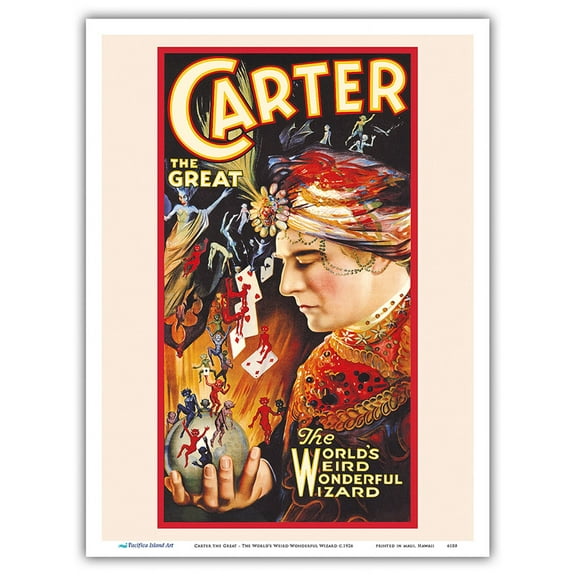 Carter the Great - The World’s Weird Wonderful Wizard - Vintage Magic Poster c.1926 - Master Art Print (Unframed) 9in x 12in
