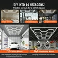 thumbnail image 3 of VEVOR Hexagon Garage Lights, 86400LM, 6500K 14 Grid Systems Honeycomb Hexagonal Garage LED Lights, DIY Cool White Car Detailing Garage Ceiling Lighting Bright Shop Light for Gym Basement Workshop, 3 of 9