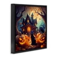 thumbnail image 3 of Stupell Industries Cottage Haunted House & Black Cat Black Floating Frame Canvas Art, 25 x 25, by Alina Georgescu, 3 of 8
