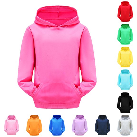 RMGVDSD Girls Hoodies Kids Hooded Sweatshirts Plain Solid Color Long Sleeve Pullover Tops Fall Hoodie with Pocket for School & Outdoor 9-10 Years