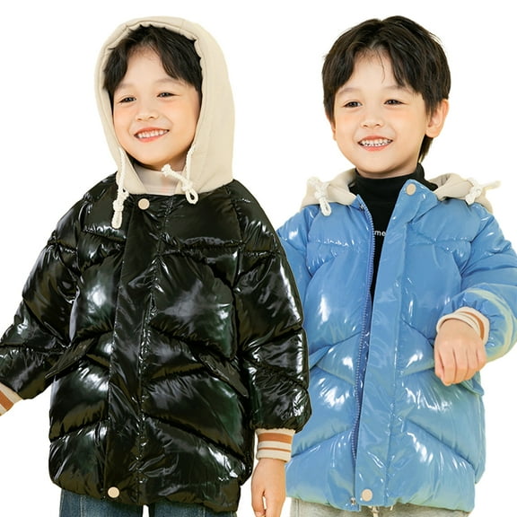 KYAIGUO Toddler Boys Girls Hooded Down Jacket Baby Winter Warm Coat kids Puffer Jacket Zipper Outerwear for 1-7Y