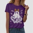 thumbnail image 2 of TOWED22 Halloween Shirts Woman Ghost Graphic Crewneck Short Sleeve Tee Shirt Short Sleeve Funny Tops Tshirts(Purple,XXL), 2 of 6