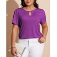 thumbnail image 3 of FOLUNSI Women's Plus Size Tops Casual Keyhole Round Neck Pleated Puff Sleeve Blouse m-4x, 3 of 6