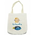 thumbnail image 1 of Watercolor Tote Bag, Nautical Underwater Theme Pacific Blue Tang Fish Surgeonfish Exotic Sea Artwork, Cloth Linen Reusable Bag for Shopping Books Beach and More, 16.5" X 14", Cream, by Ambesonne, 1 of 2