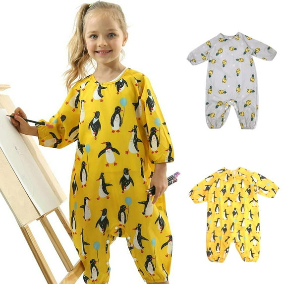SPRING PARK Baby Kids Children Long Sleeve Waterproof Apron Smock Eating Painting Jumpsuit
