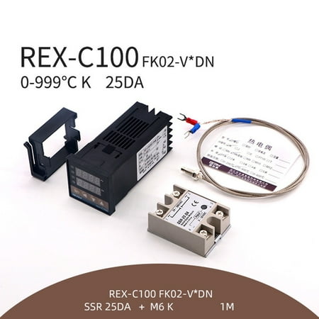 

BCLONG Digital LCD PID REX-C100 Temperature Controller Set K Thermocouple SSR-25A/40A