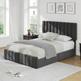 thumbnail image 1 of EDTara Large Upholstered Bed Frame with Storage Drawers, Adjustable Headboard, Velvet Platform with Wooden Slats, No Box Spring Needed, 1 of 8
