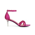thumbnail image 3 of BLISSFUL STEP Women's Glitter Ankle Straps Stiletto Clear Heels Sandals Hot Pink 6, 3 of 7