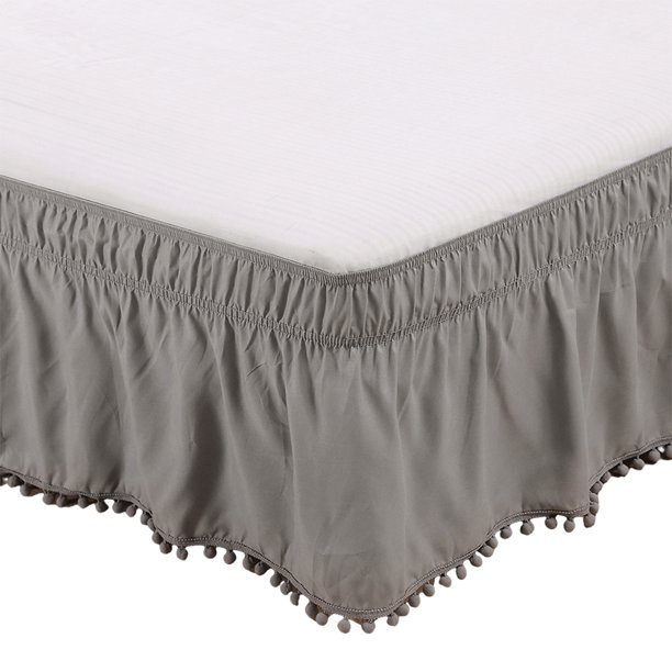 Inteprter Elegante de cama con volantes para un aspecto elegante y moderno, poliéster duradero alrededor de la cama, sábana con cenefa, Juegos de cama Gris Rey de EE. UU. 78 x 80 pulgadas