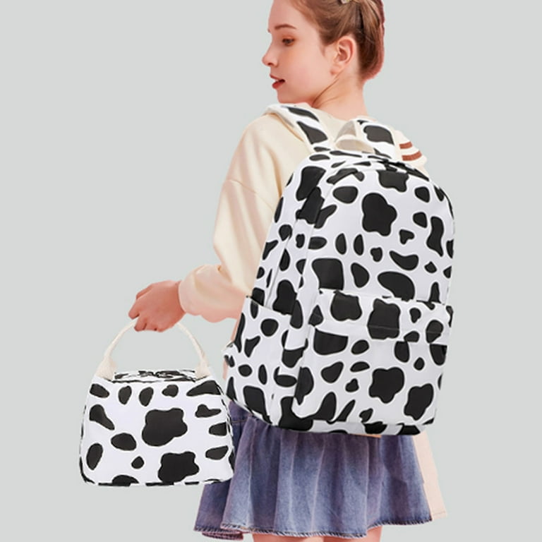 Dasbsug Cute Cow Print Bookbag Multi Pocket Backpack with Lunch Tote Pencil Bag Rucksack Casual Daypack School Bags for Student Walmart