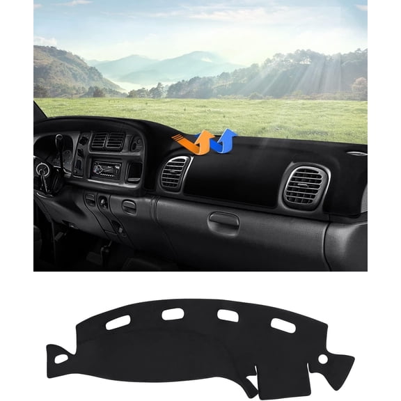 Canvcle Dashboard Cover Mat for Dodge Ram 1500 2500 3500 1998-2001 Accessories Dash Cover Flannel Sunshade Glare UV Rays Protector