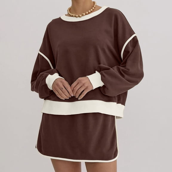 2 Piece Sets For Women Casual Tracksuit Sweatshirt Waist Skirted Skorts Matching Set Wear Sweat Suit Swim Suit Fir Women Double D Swimsuits for Women Women Swimsuit Shorts plus Size Cover up Beach