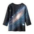 thumbnail image 4 of PMVFHDE Hauts Basiques T-Shirts pour Filles Manches Courtes T-Shirt Robe Hauts pour Filles Enfants T-Shirt Blouse Imprimé Ciel Étoilé Col Rond Manches 3/4 T-Shirt pour Enfants Filles Bleu Foncé, 3-4 Ans, 4 of 4