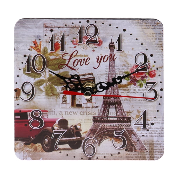 Wdftyju Reloj de Pared Vintage de Madera Grande Shabby Chic Rústico Cocina Cuadrado 6 Wdftyju 1xe2mr7kk6zs8wm1D06