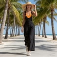 thumbnail image 6 of Women's Soft Fabric Wide Leg Overalls Jumpsuit, Adjustable Strap Button Front Casual, Cargo Pockets, Loose Fit Summer Romper for Work Shopping Travel, Comfortable One | TruBelle,Black L, 6 of 6